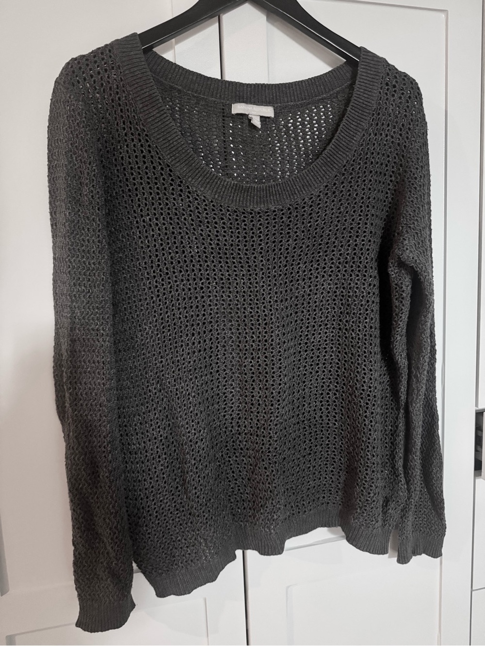 Banana Republic Open-Knit Scoop Neck Sweater - Charcoal